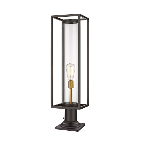 Z-Lite Dunbroch 1 Light Outdoor Pier Mounted Fixture, Deep Bronze + Outdoor Brass & Clear 584PHBR-533PM-DBZ - main